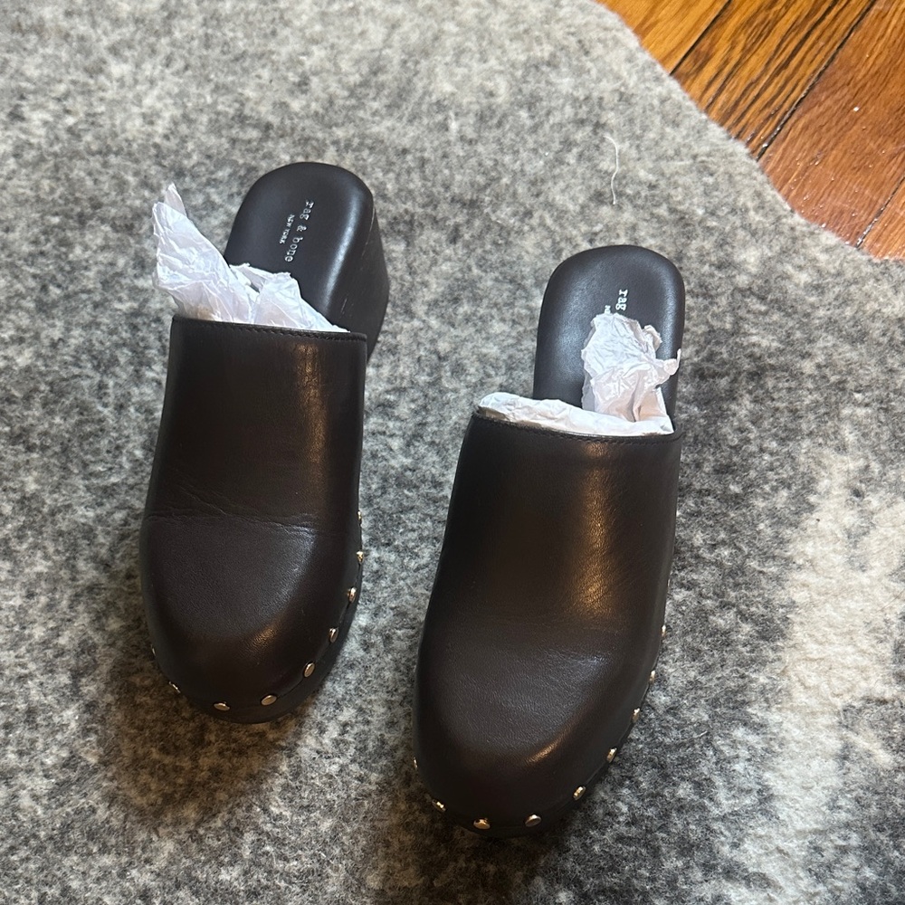 Rag & Bone Dark Brown Leather Mules
